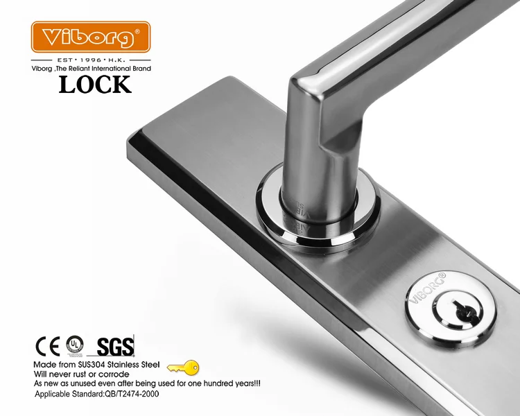 VIBORG Deluxe 304 из нержавеющей стали с ключом безопасности уединение спальни гостиной вход врезной замок для двери рычаг замок набор