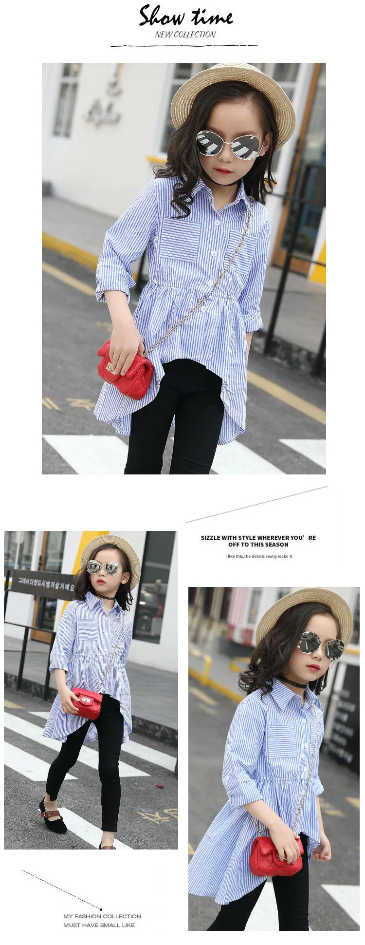 Детские рубашки для девочек; осень г.; детское Хлопковое платье-рубашка в полоску; синие блузки; Одежда для девочек 5, 7, 9, 10, 12 лет