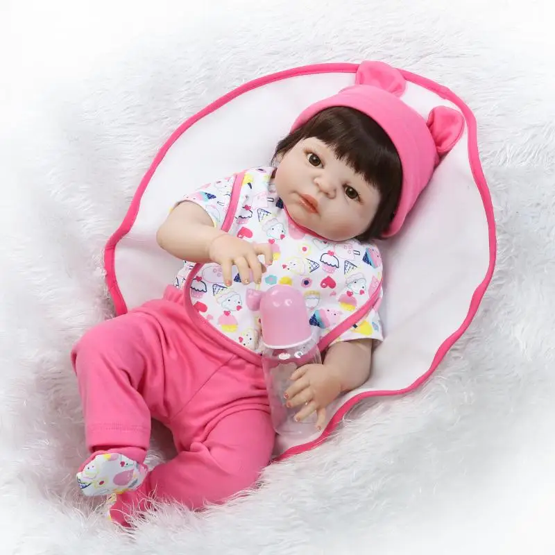 

22inch full body silicone reborn baby girl doll dolls lol toys fashion dolls for kids gift bebe alive bonecas reborn