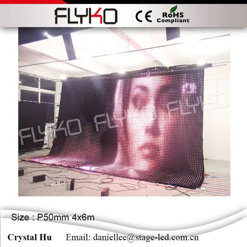 Flyko мобильный декорации диджея LED шар видео занавес в 2016 P50mm 4x6m | Освещение