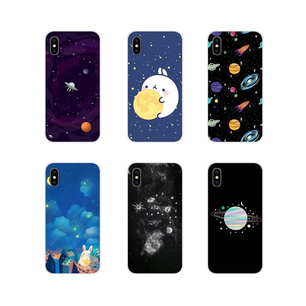 Мультфильм Глянцевая Луна Звезды Космос аксессуары чехлы для телефонов Samsung Galaxy