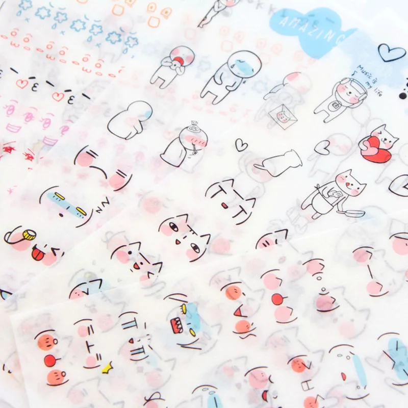 Joylong Kawaii стикер s скрапбукинга милый мультфильм кошка Набор стикеров эмоджи DIY