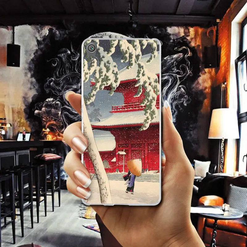 For Sony Xperia Z1 Z2 Z3 Z4 Z5 Compact Premium M2 M4 M5 E3 E5 T3 XA Soft Mobile Phone Cases Ancient Japanese Architecture Art |