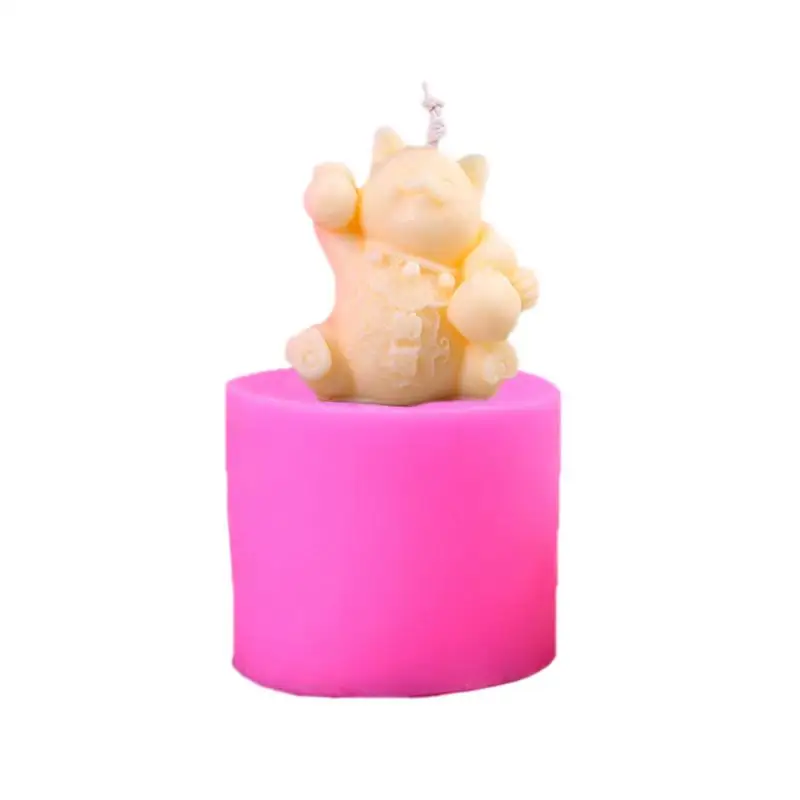 DIY 3D кошка собака панда формы Силиконовые Мыло Свеча формы украшения торта свеча плесень гипсовые украшения гипсовый цемент - Цвет: A