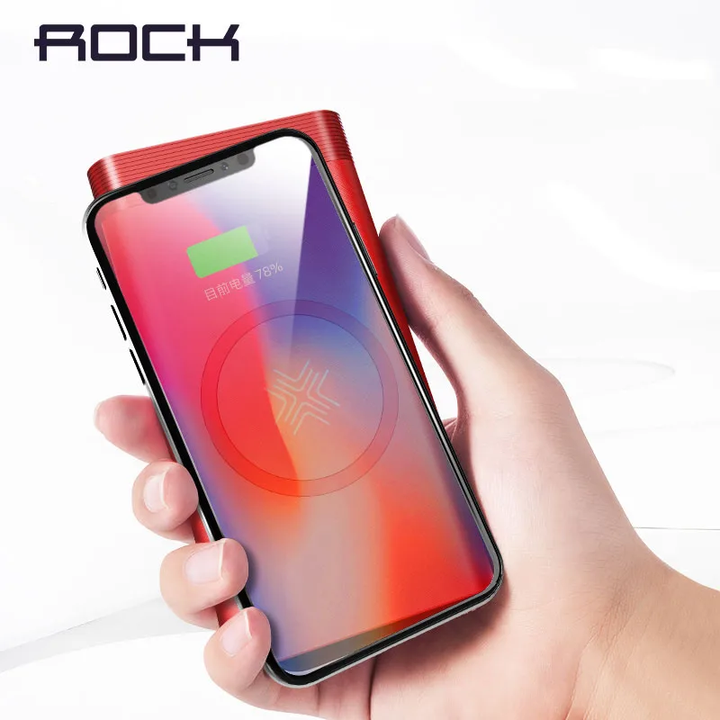ROCK QI Беспроводное зарядное устройство power Bank 10000 мАч портативный внешний