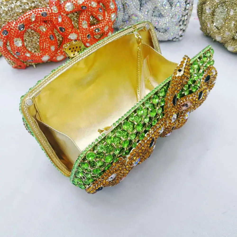 Роскошные сумки со стразами дизайнерские зеленые клатчи змеиным узором Женский