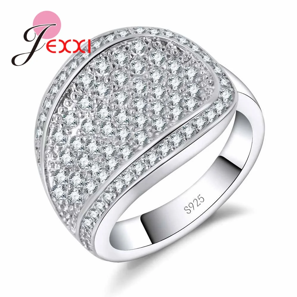 

Crystals Engagement Rings for Women with AAA Cubic Zirconia 925 Sterling Silver Needle Wedding Ring Female Anel Fashion Jewelry
