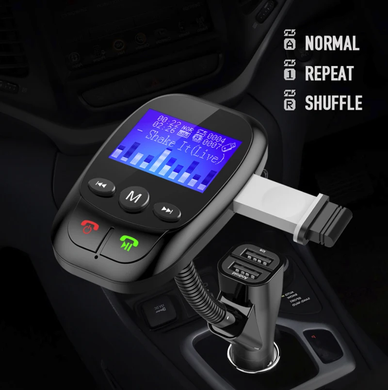 Автомобильный fm-передатчик, Bluetooth, беспроводной автомобильный радиоприемник, автомобильный комплект, AUX, Bluetooth, громкая связь и двойное USB зарядное устройство, поддержка TF карты и u-диска