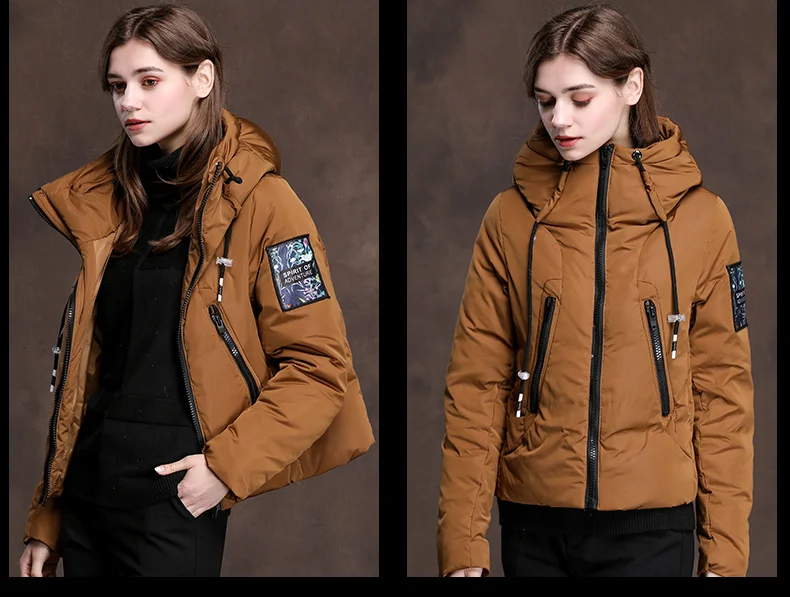 Пуховик корейский полосатый Свободные хлеба жакет с капюшоном | Женская одежда