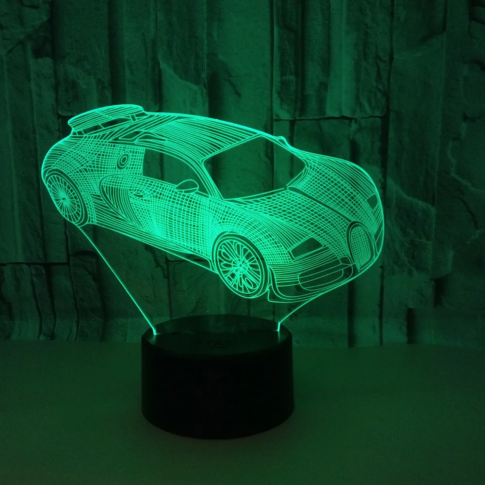 Новый 3d ночник для спортивного автомобиля настольная лампа с дистанционным