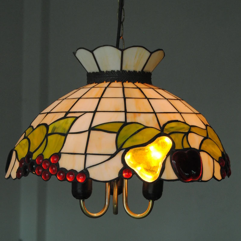 Витражная лампа в стиле Тиффани барокко подвесной светильник европейском с 3