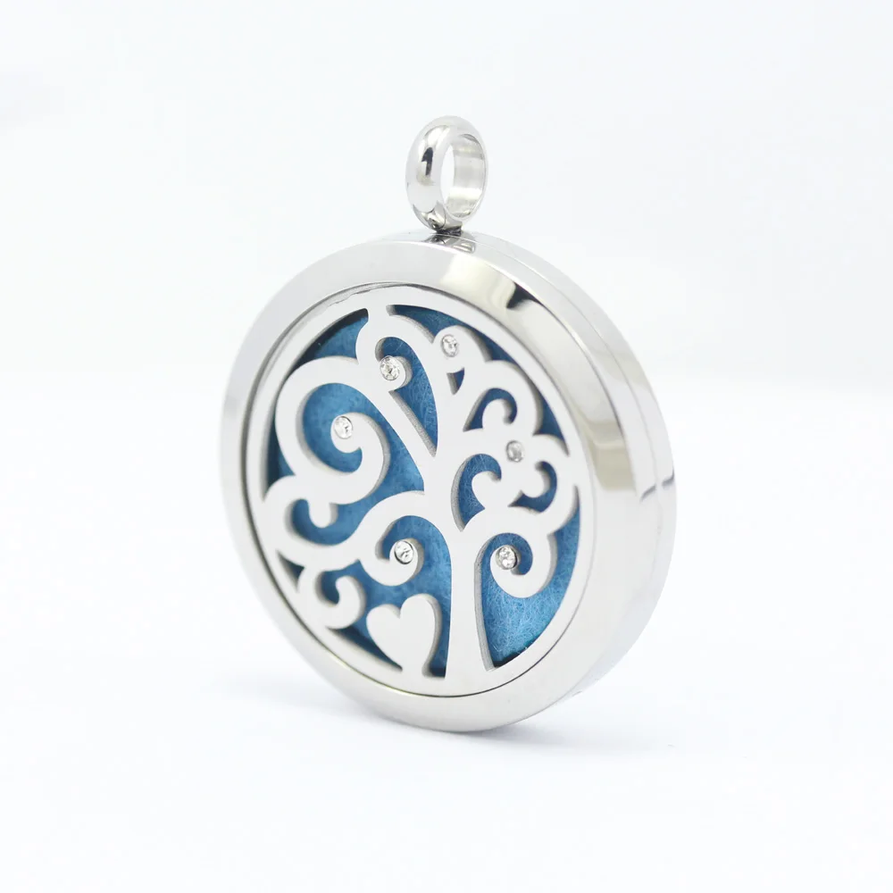 

Stainles Steel 30mm Crystal Plant Round Aromatherapy/Essential Oil Diffuser Perfume Locket Pendant (Without Chain)