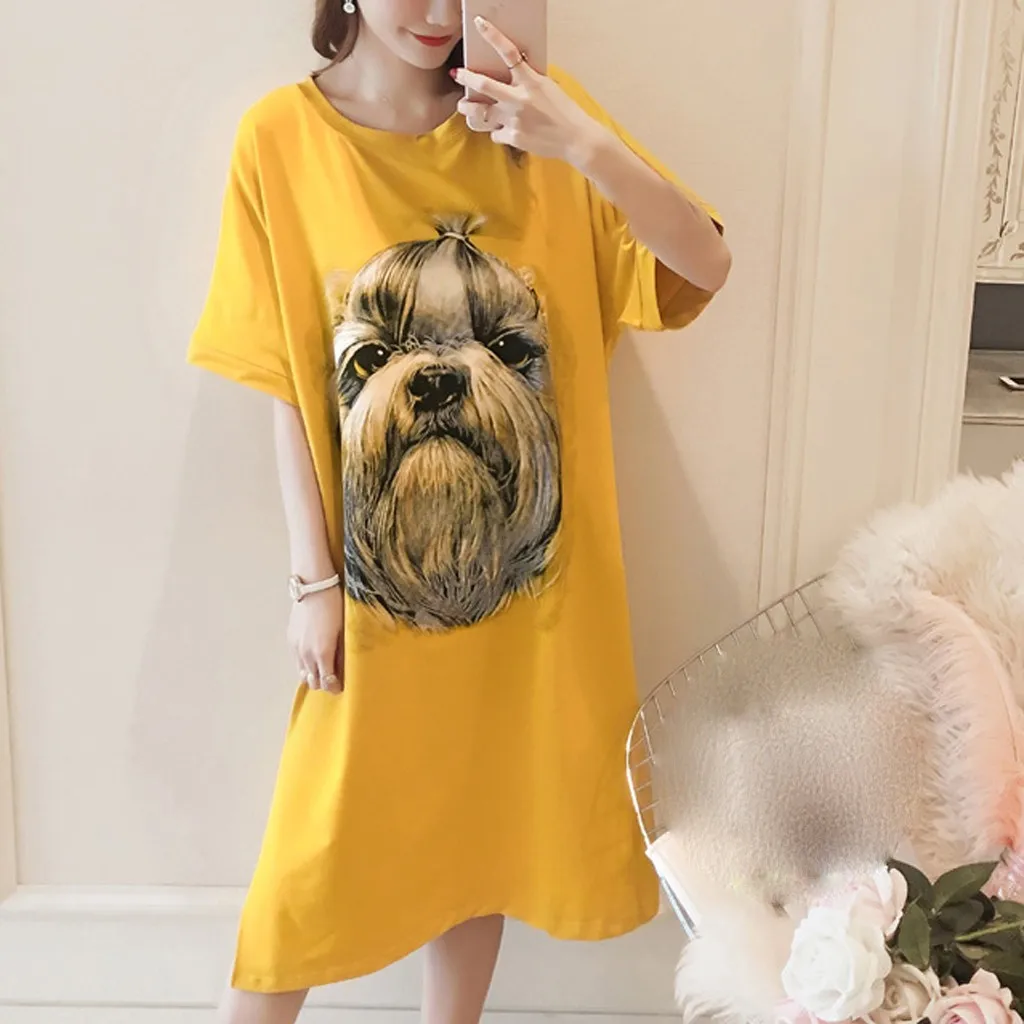 Летнее женское Свободное длинное платье Повседневное большого размера с принтом