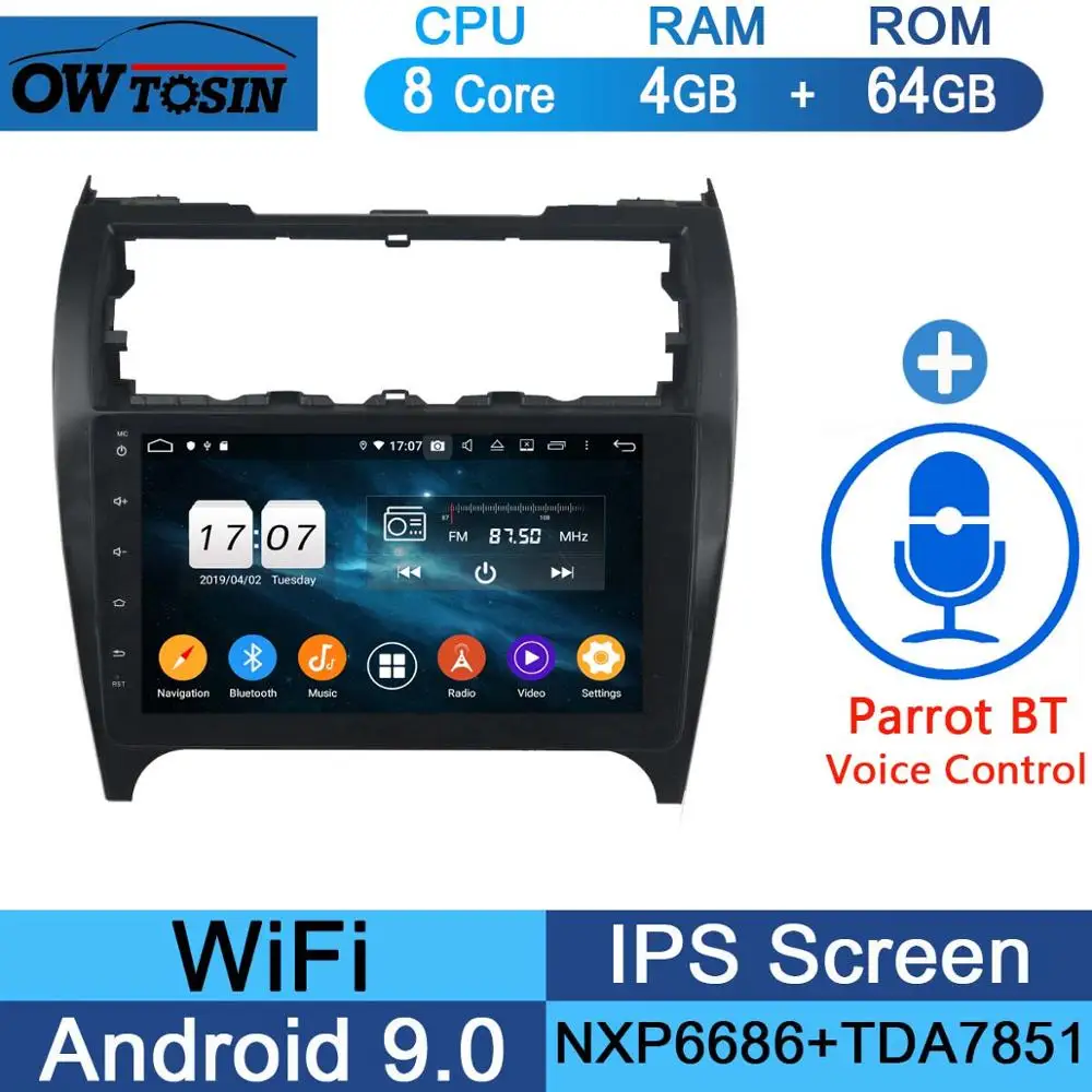 64G Parrot BT 10," ips 8 Core 4G Оперативная память+ 64G Встроенная память Android 9,0 автомобиль dvd-радио GPS для Toyota Camry 2012 2013 DSP CarPlay попугай BT - Цвет: 64G Parrot BT