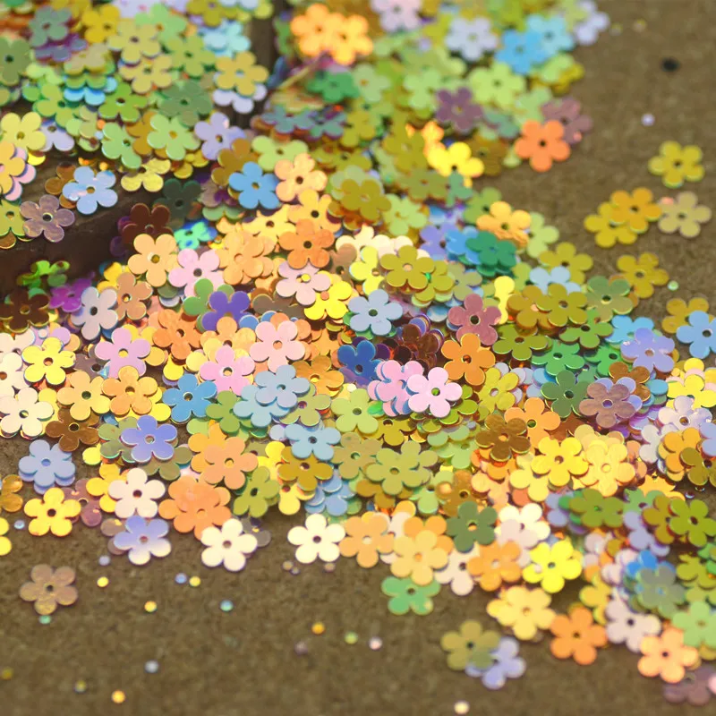 1000 шт./упак. 7 мм разноцветные блестящие цветы Лазерная пайетка декоративные