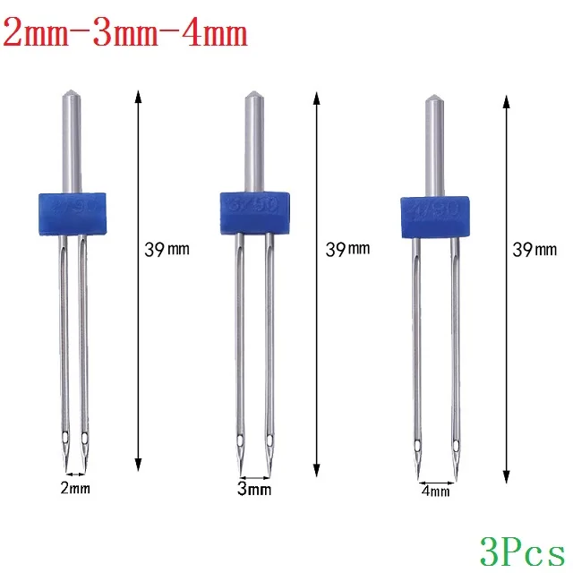 3Pcs 1-3 шт 2-3-4мм швейная машина иглы двойные ручные ремесла аксессуары из нержавеющей стали вышивка ткань рукоделие вязание - Цвет: 3Pcs