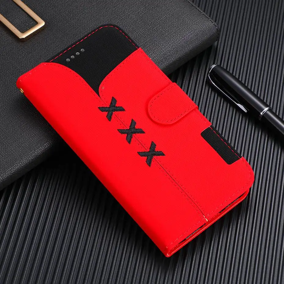 Смешанные цвета флип-чехол из искусственной кожи(полиуретан) для Samsung Galaxy S10 E S9 S8 A20 A30 A40 A50 A70 M20 J4 J6 плюс A6 A7 A8 A9 Note 9 - Цвет: Red