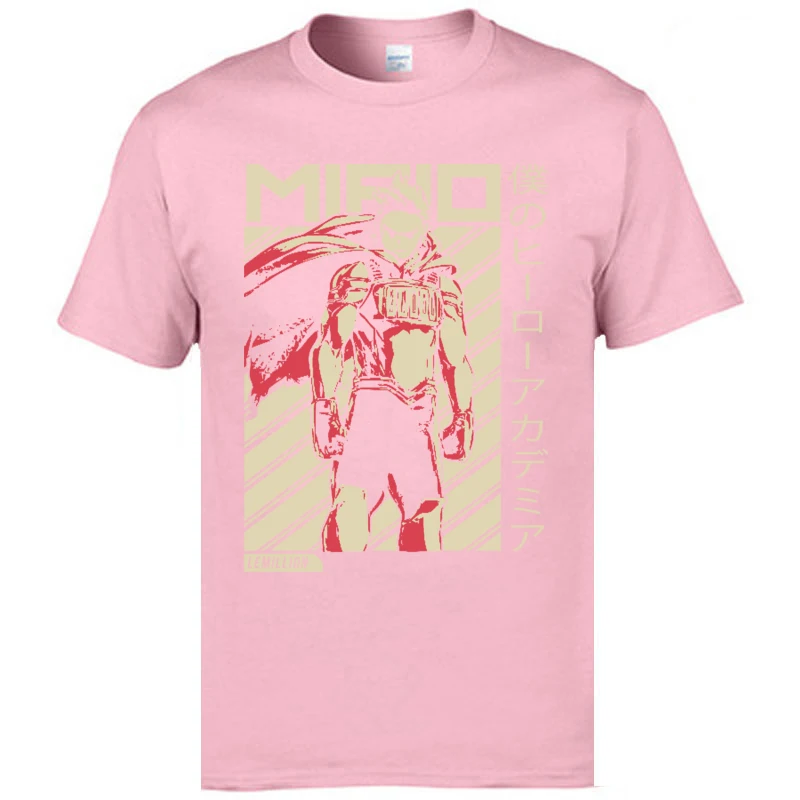 Mirio Togata Lemillion My Hero Academy футболка "Аниме" Boku Slim Fit футболки с круглым вырезом с принтом короткий рукав хлопок Мужская футболка - Цвет: Розовый