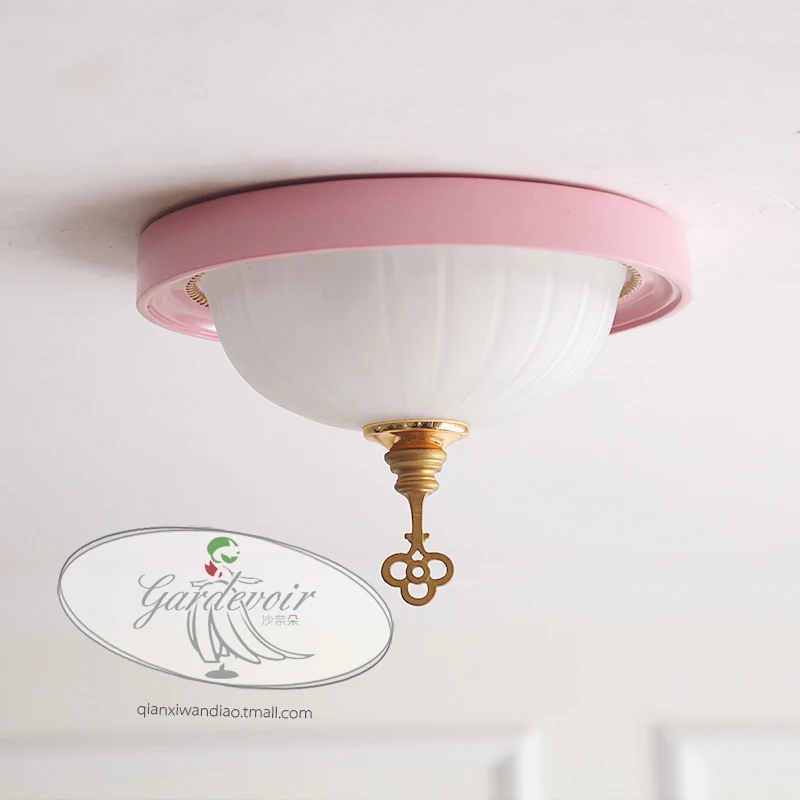 Скандинавский розовый белый Потолочный светильник для спальни светодиодный с