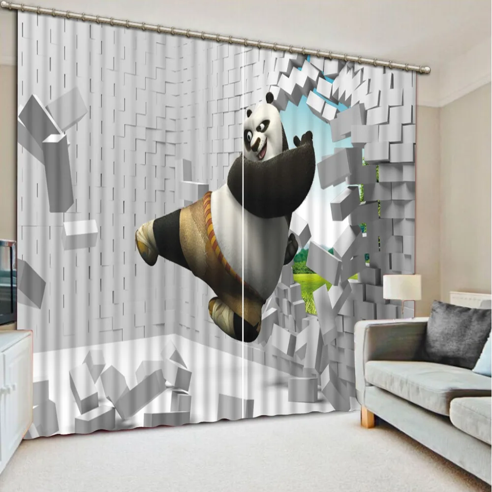 

3D занавески, затемняющие занавески на окна, кирпичные животные, панда, украшение для дома, для кровати, гостиной, отеля, занавески, 3D занавеск...