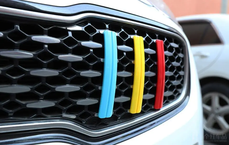 ABS Три цвета передний бампер решетка отделка полоски наклейки 3 шт. для Kia Sportage 1,6 T
