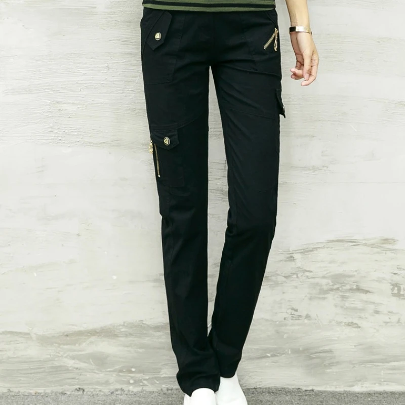 Уличные камуфляжные брюки с несколькими карманами размера плюс женские модные