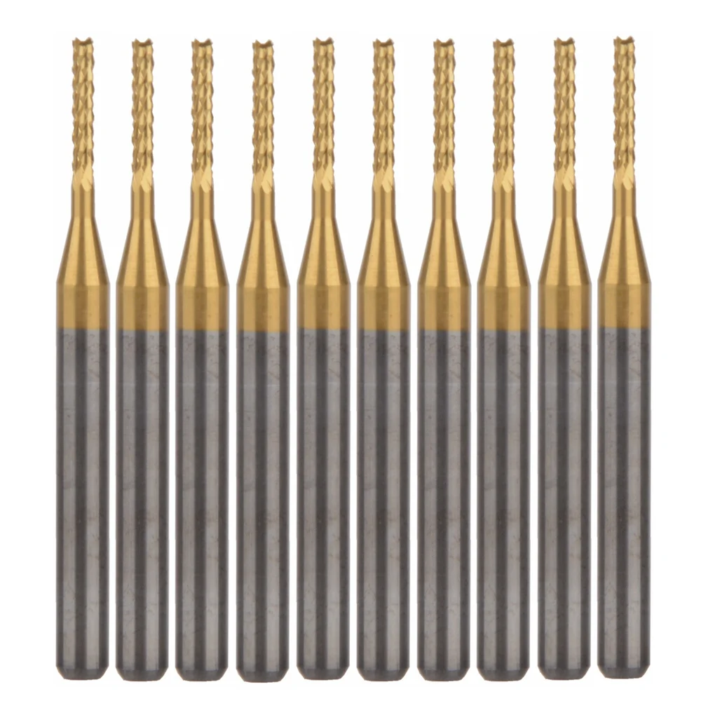 

10pcs Titanium Coat Carbide 3.175X1.3X8mm PCB Carbide Tools, CNC Cutting Bits, Millinging Cutters