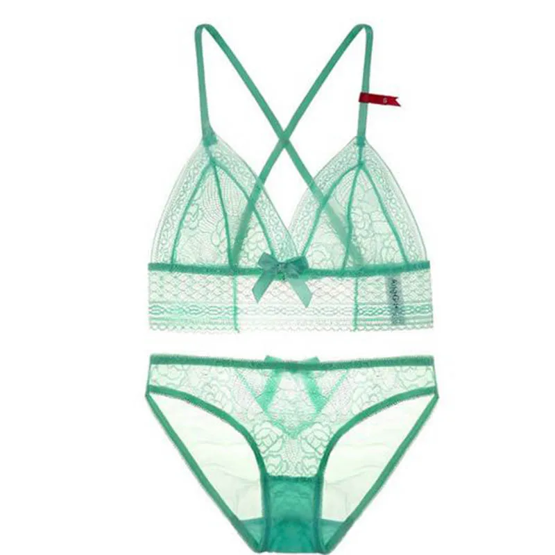 Green CINOON, модное женское нижнее белье, чашечки 3/4, комплекты, сексуальное нижнее белье, комплект нижнего белья, прозрачный бюстгальтер, ультратонкое нижнее белье - Цвет: Green