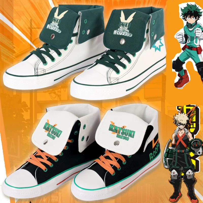 Обувь для косплея аниме My Hero academic Bakugou Katsuki обувь Midoriya Izuku парусиновая Высокие Топы