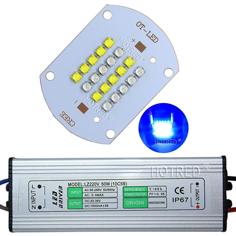 50 Вт 100 Cree XLamp XT E XTE Королевский синий + белый светодиодный излучатель