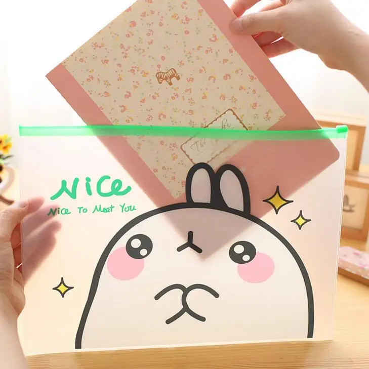 1 шт. новый милый Molang кролик ПВХ a4 a5 B6 файл мешок Документ сумка Папки и файлы