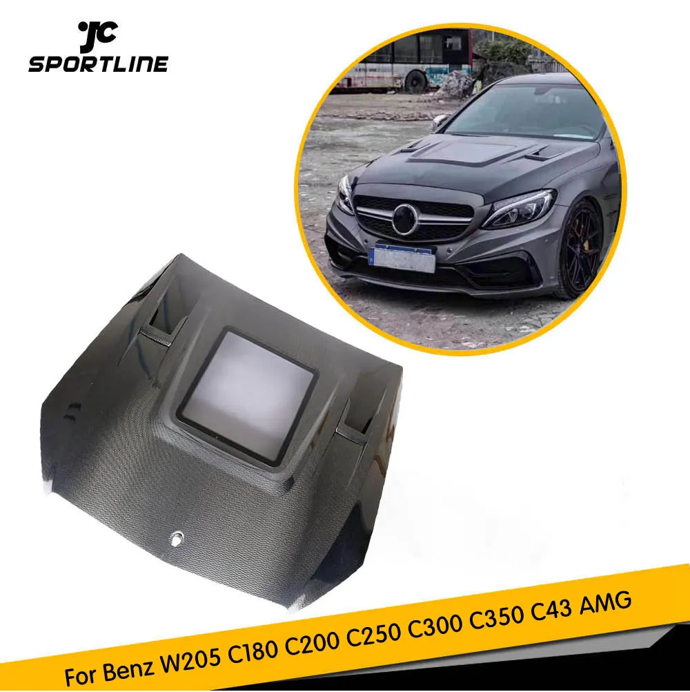 W205 автомобиль передний Чехлы капота авто капот двигателя для Benz C-класс W205 C180 C200 C250 C300 C350 C43 AMG C63 AMG 15-19 из углеродного волокна