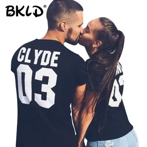 BKLD Новинка 2018, BONNIE03, черный летний Повседневный хлопковый топ с буквенным принтом, футболки с коротким рукавом для мужчин и женщин, парные футболки