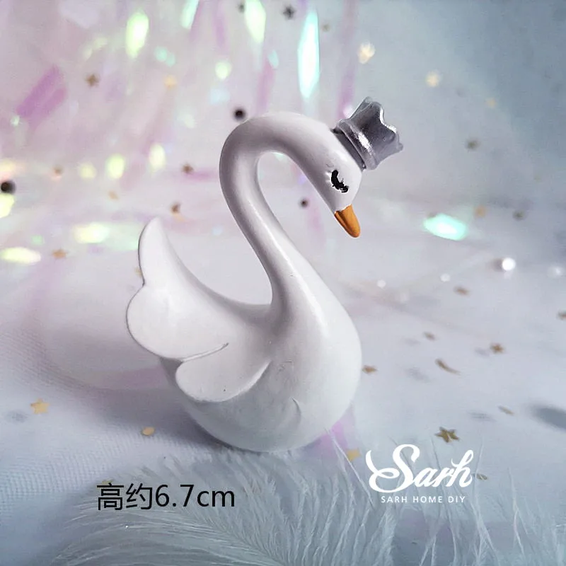 Silver crown swan Глянцевый золотистый Серебристый Корона лебедь торт топперы День Святого Валентина украшения свадебные принадлежности для девочек выпечки милые подарки - Цвет: Silver crown swan