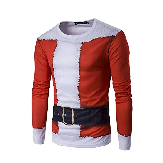 

Для взрослых, мужское креативное и надписью «Санта-Клауса футболка с длинными рукавами для рождественской вечеринки футболка Homme