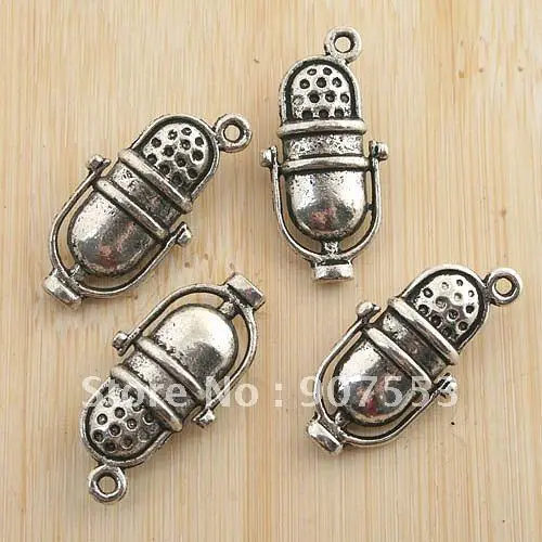 12 шт. антикварный серебряный двухсторонний микрофон дизайн кулон G1194 | Украшения