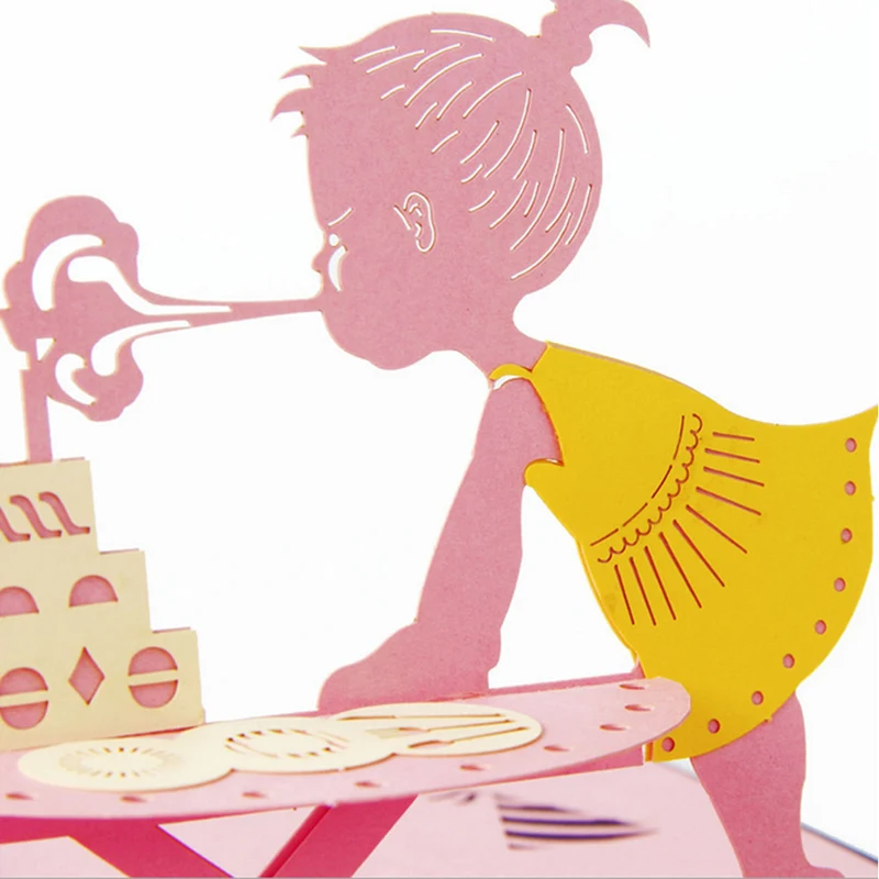 3D всплывающие девушки день рождения поздравительная открытка Рождество День