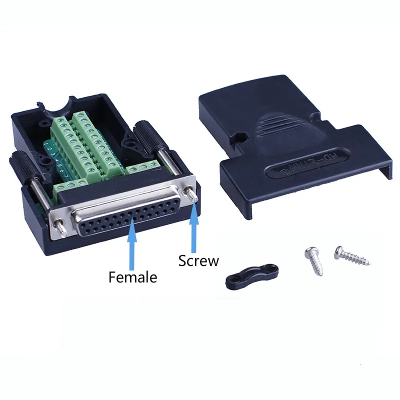 Female Screw D-SUB разъем DB25 мужской/женский 25Pin разъем DB25 Breakout терминал Solderless разъемы - Цвет: Female Screw