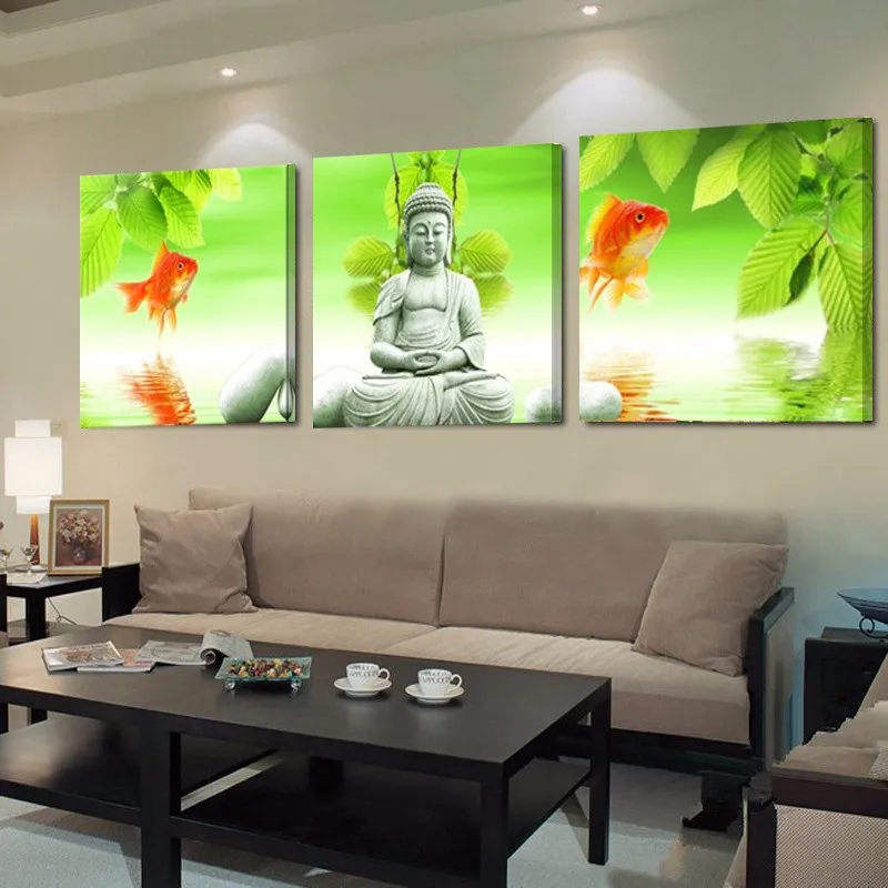 3 pcs/set Diamond Painting Cross Stitch Orchid Buddha Embroidery Round Drill Full Diy Mosaic Home Decoration | Дом и сад