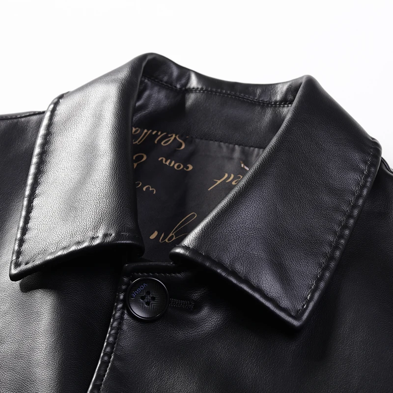 

1813 New Fashion Men Spring&Autumn Clothing Men's Leather Jacket Men's Coat Genuine Leather Overcoat Male's Leather Coat