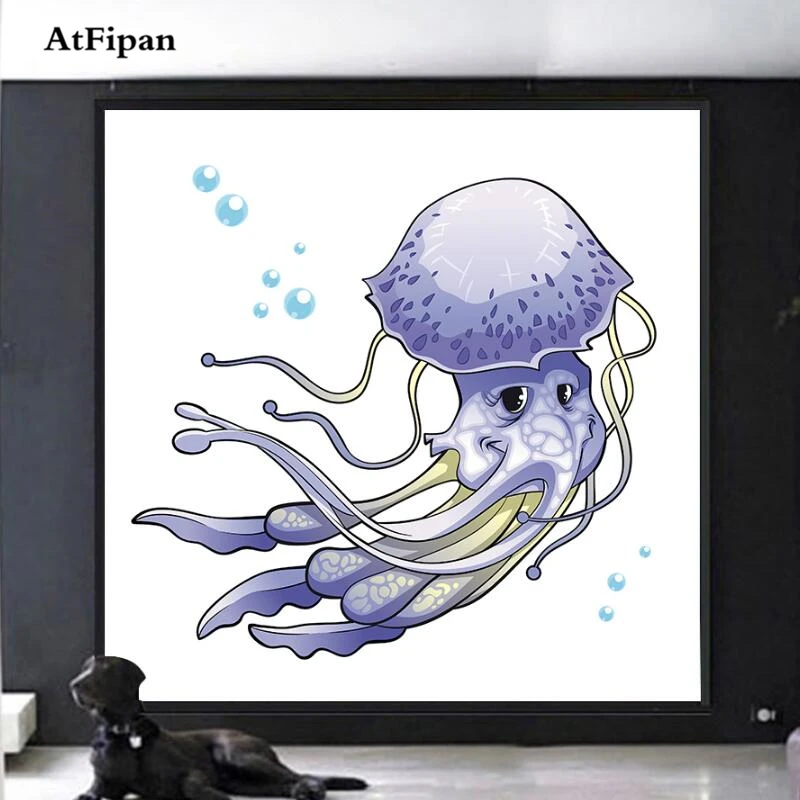 AtFipan без рамки современный акварельный мультфильм медузы Картина на холсте с