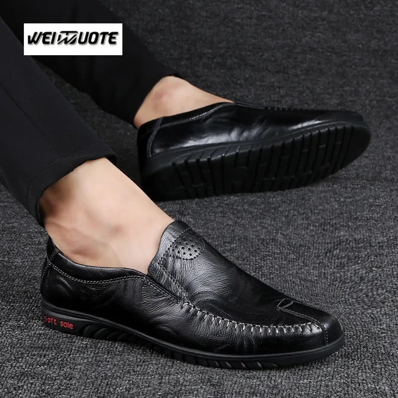 WEINUOTE New Fashion Men's Business Leather Shoes Men Soft Loafers Casual Lazy shoes Flats Comfy Driving | Обувь