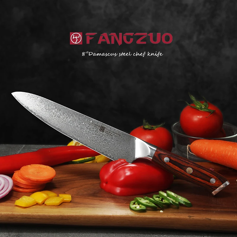 FANGZUO 8 дюймов Кухонные ножи из нержавеющей стали с ручкой VG10 японский 67 слой дамасской стали нож шеф-повара Кливер кухонный нож