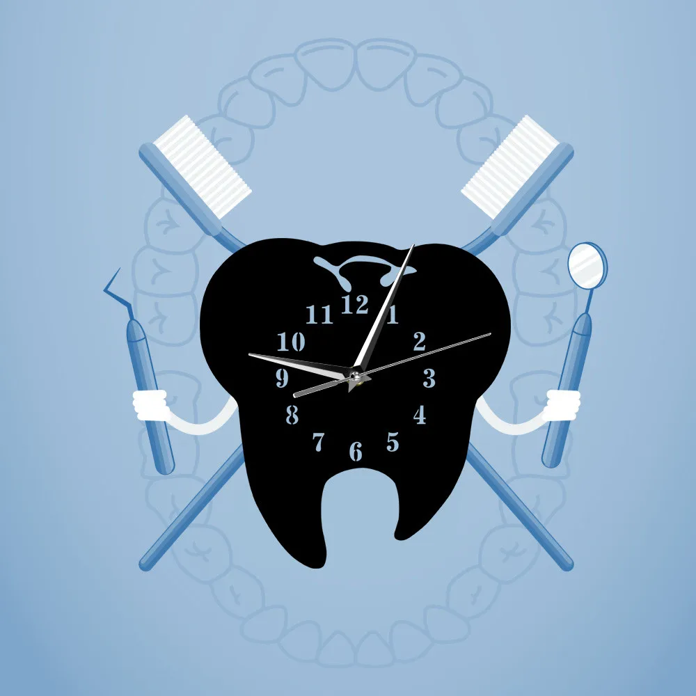 3D Creative Teeth Acrylic Mirror Wall Clock Home Decoration Living room Decor self-adhesive crafts | Дом и сад