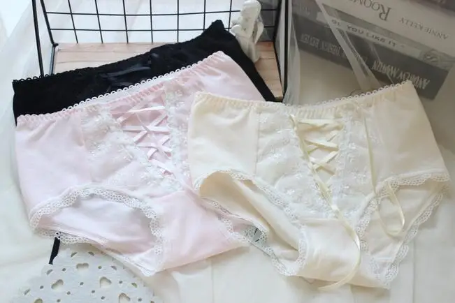 100% настоящая фотография M L XL милые хлопковые кружевные трусики принцессы лолиты