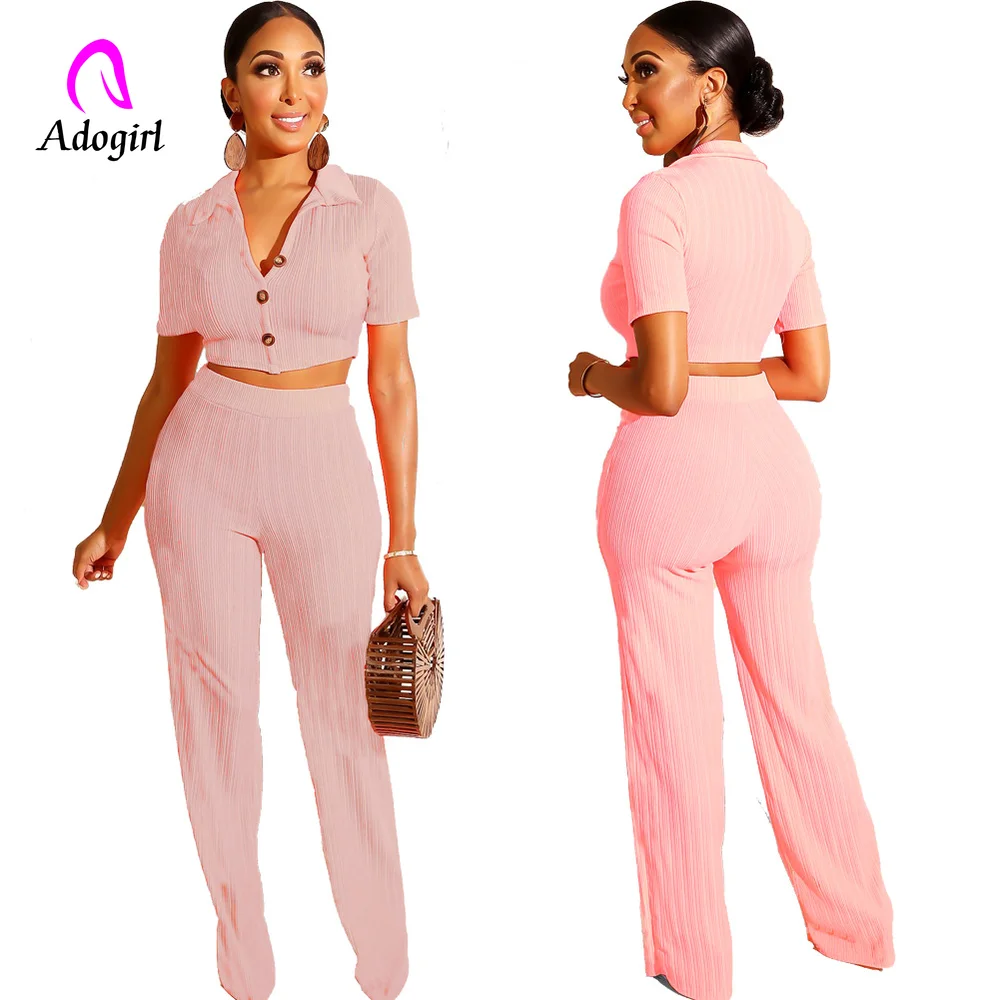 Женский комплект из 2 предметов Adogirl однотонный топ с коротким рукавом длинные