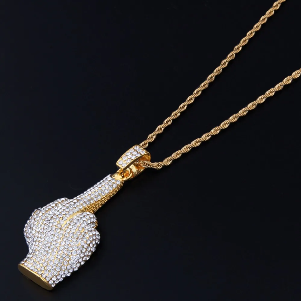 Цвета: золотистый серебристый Цвет в стиле хип хоп средний палец Кулоны из