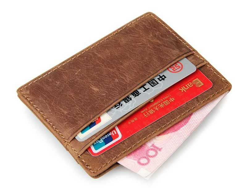 Nesitu Slim Brown Black Chocolate Blue Green Yellow Red Genuine Leather Credit Card Holder Mini Men Wallets Women Purse #M8101