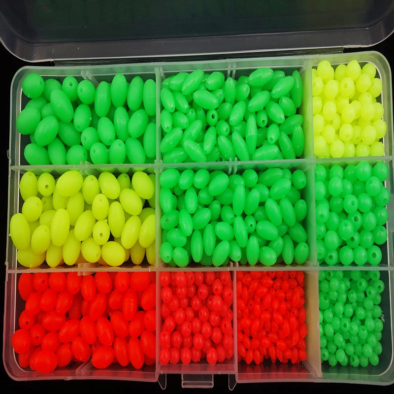 1000 шт \ Набор Пластик светящиеся рыболовные Бусины круглые овальные приманка