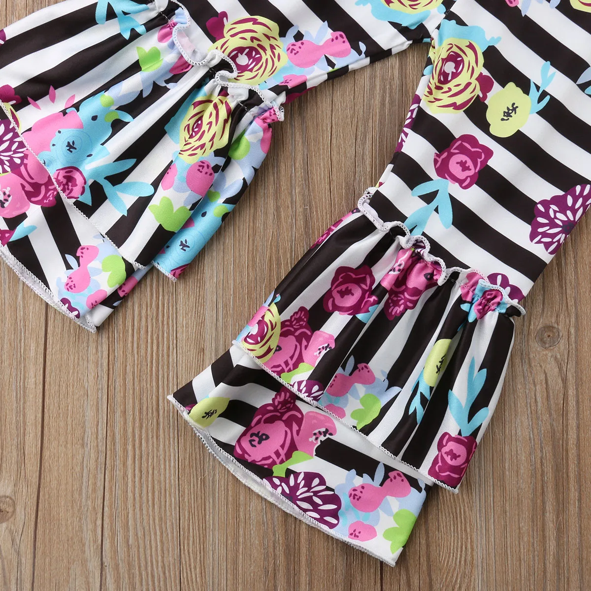 2PCS Toddler Baby Girls Kids Ruffle T-Shirt Short Sleeve Shirt Floral Wide Leg Pants Leggings Outfits Clothes Girl 1-5T | Мать и ребенок